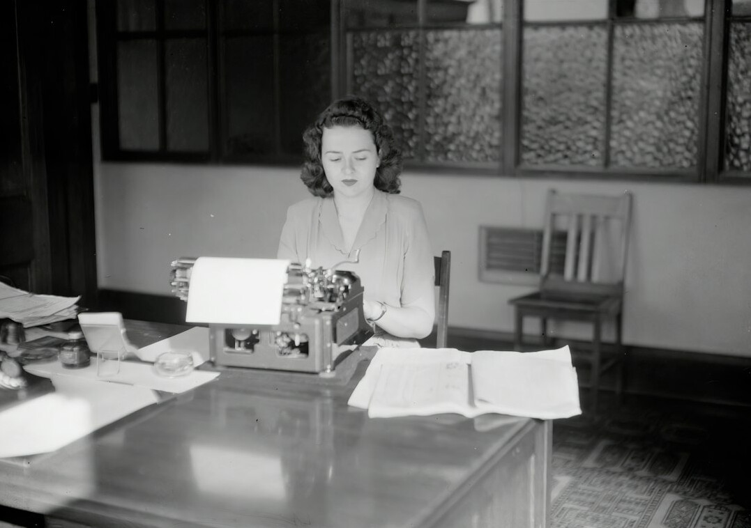 mystery writer at desk